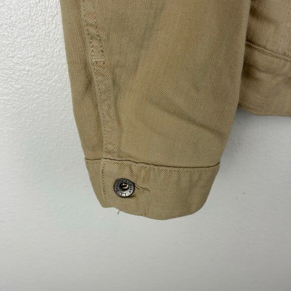 L.L. Bean Womens Tan Denim Jacket Size Large Khaki Button Front Casual - Picture 6 of 8